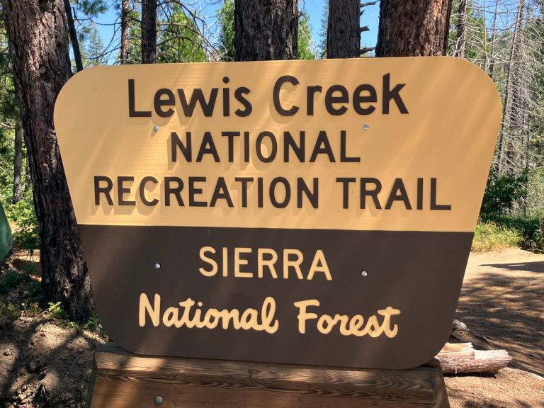 Lewis Creek trailhead sign
