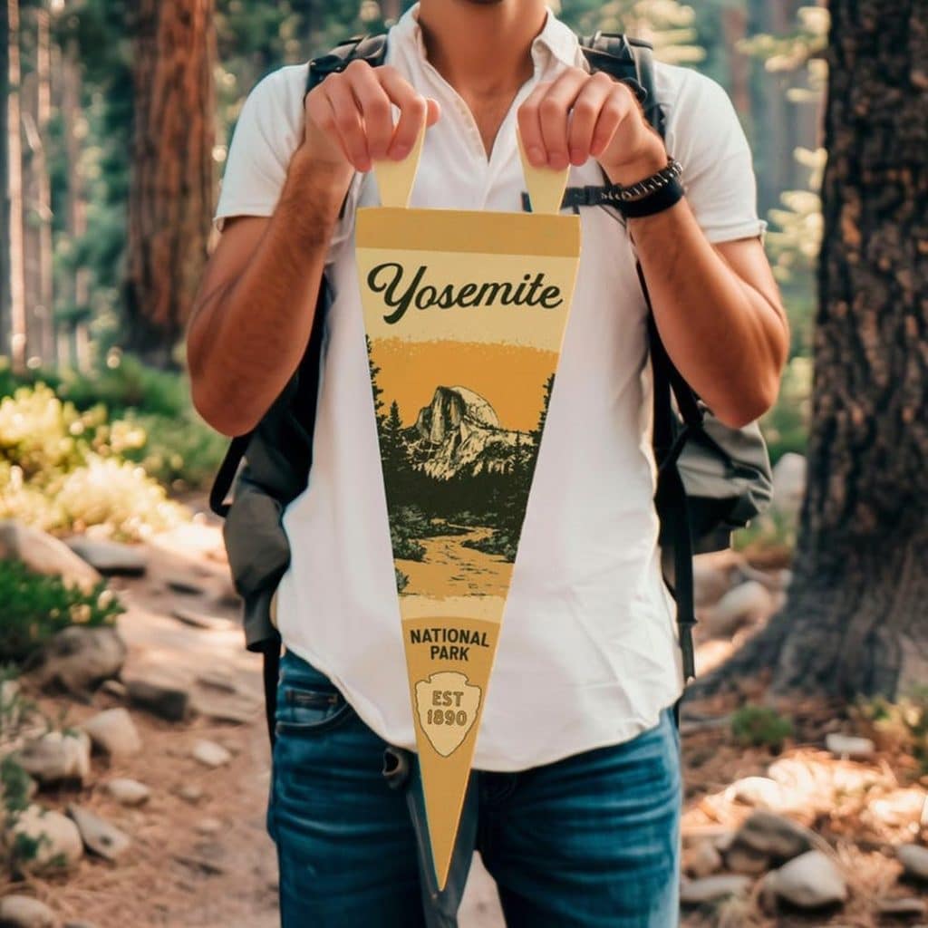 Vintage-style Yosemite National Park felt pennant by BenoitsDesignCo