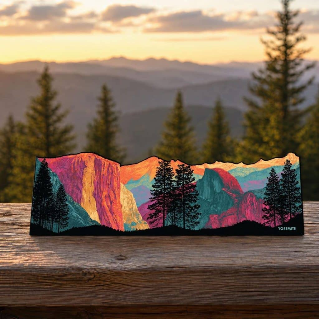 Die-cut panoramic Yosemite sticker with El Capitan and Half Dome by PanoramaPeel